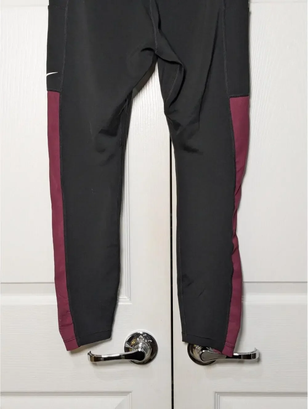 Nike Women's Loyola Volleyball Dri-Fit Leggins, Black Burgundy, Size Medium Tall